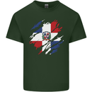 Torn Dominican Republic Flag Dominicanos Day Mens Cotton T-Shirt Tee Top Forest Green