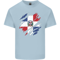 Torn Dominican Republic Flag Dominicanos Day Mens Cotton T-Shirt Tee Top Light Blue
