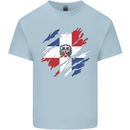 Torn Dominican Republic Flag Dominicanos Day Mens Cotton T-Shirt Tee Top Light Blue