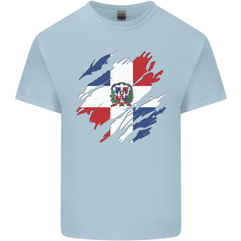 Torn Dominican Republic Flag Dominicanos Day Mens Cotton T-Shirt Tee Top Light Blue