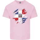 Torn Dominican Republic Flag Dominicanos Day Mens Cotton T-Shirt Tee Top Light Pink
