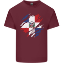 Torn Dominican Republic Flag Dominicanos Day Mens Cotton T-Shirt Tee Top Maroon