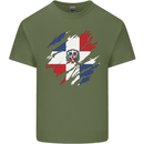 Torn Dominican Republic Flag Dominicanos Day Mens Cotton T-Shirt Tee Top Military Green