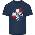 Torn Dominican Republic Flag Dominicanos Day Mens Cotton T-Shirt Tee Top Navy Blue