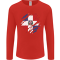 Torn Dominican Republic Flag Dominicanos Day Mens Long Sleeve T-Shirt Red