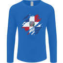 Torn Dominican Republic Flag Dominicanos Day Mens Long Sleeve T-Shirt Royal Blue
