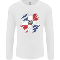 Torn Dominican Republic Flag Dominicanos Day Mens Long Sleeve T-Shirt White