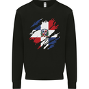 Torn Dominican Republic Flag Dominicanos Day Mens Sweatshirt Jumper Black