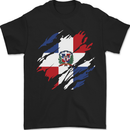 Torn Dominican Republic Flag Dominicanos Day Mens T-Shirt 100% Cotton Black