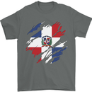 Torn Dominican Republic Flag Dominicanos Day Mens T-Shirt 100% Cotton Charcoal