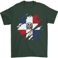 Torn Dominican Republic Flag Dominicanos Day Mens T-Shirt 100% Cotton Forest Green