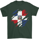 Torn Dominican Republic Flag Dominicanos Day Mens T-Shirt 100% Cotton Forest Green