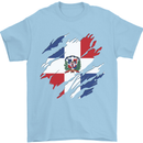 Torn Dominican Republic Flag Dominicanos Day Mens T-Shirt 100% Cotton Light Blue