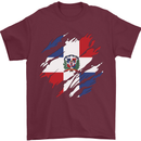 Torn Dominican Republic Flag Dominicanos Day Mens T-Shirt 100% Cotton Maroon