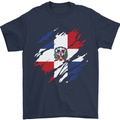 Torn Dominican Republic Flag Dominicanos Day Mens T-Shirt 100% Cotton Navy Blue