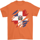 Torn Dominican Republic Flag Dominicanos Day Mens T-Shirt 100% Cotton Orange