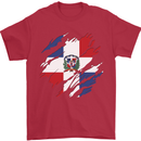 Torn Dominican Republic Flag Dominicanos Day Mens T-Shirt 100% Cotton Red