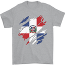 Torn Dominican Republic Flag Dominicanos Day Mens T-Shirt 100% Cotton Sports Grey