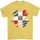 Torn Dominican Republic Flag Dominicanos Day Mens T-Shirt 100% Cotton Yellow
