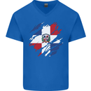 Torn Dominican Republic Flag Dominicanos Day Mens V-Neck Cotton T-Shirt Royal Blue