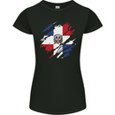 Torn Dominican Republic Flag Dominicanos Day Womens Petite Cut T-Shirt Black