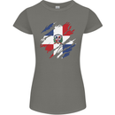 Torn Dominican Republic Flag Dominicanos Day Womens Petite Cut T-Shirt Charcoal