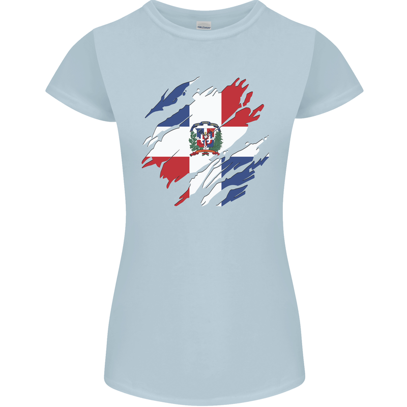 Torn Dominican Republic Flag Dominicanos Day Womens Petite Cut T-Shirt Light Blue