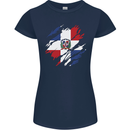 Torn Dominican Republic Flag Dominicanos Day Womens Petite Cut T-Shirt Navy Blue