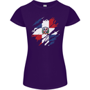 Torn Dominican Republic Flag Dominicanos Day Womens Petite Cut T-Shirt Purple