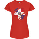 Torn Dominican Republic Flag Dominicanos Day Womens Petite Cut T-Shirt Red