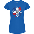 Torn Dominican Republic Flag Dominicanos Day Womens Petite Cut T-Shirt Royal Blue