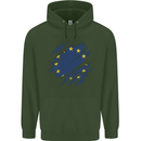 Torn EU Flag European Union Flag Football Childrens Kids Hoodie Forest Green