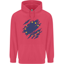 Torn EU Flag European Union Flag Football Childrens Kids Hoodie Heliconia