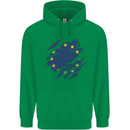 Torn EU Flag European Union Flag Football Childrens Kids Hoodie Irish Green