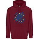 Torn EU Flag European Union Flag Football Childrens Kids Hoodie Maroon