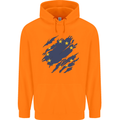 Torn EU Flag European Union Flag Football Childrens Kids Hoodie Orange