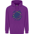 Torn EU Flag European Union Flag Football Childrens Kids Hoodie Purple