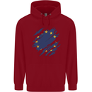 Torn EU Flag European Union Flag Football Childrens Kids Hoodie Red