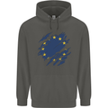 Torn EU Flag European Union Flag Football Childrens Kids Hoodie Storm Grey