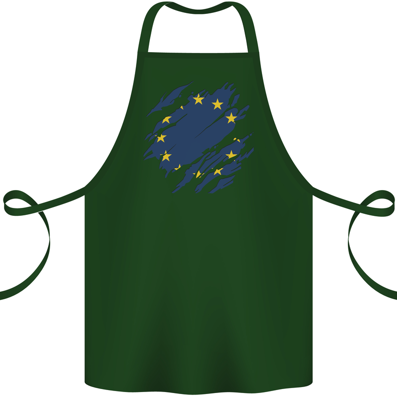 Torn EU Flag European Union Flag Football Cotton Apron 100% Organic Forest Green