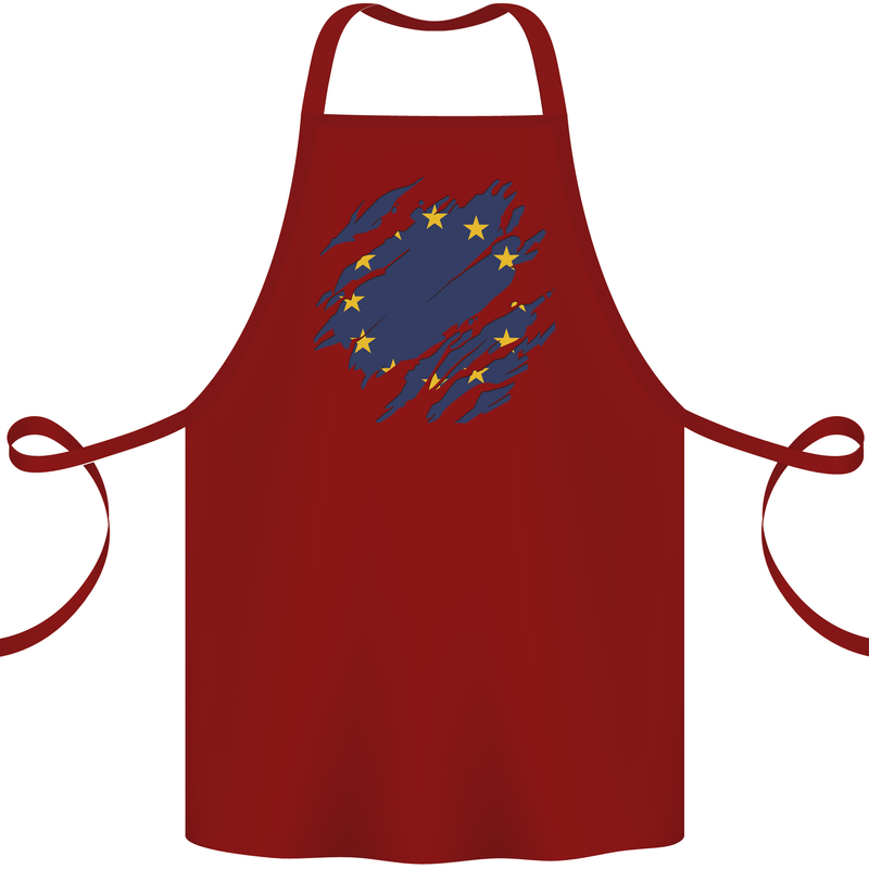 Torn EU Flag European Union Flag Football Cotton Apron 100% Organic Maroon