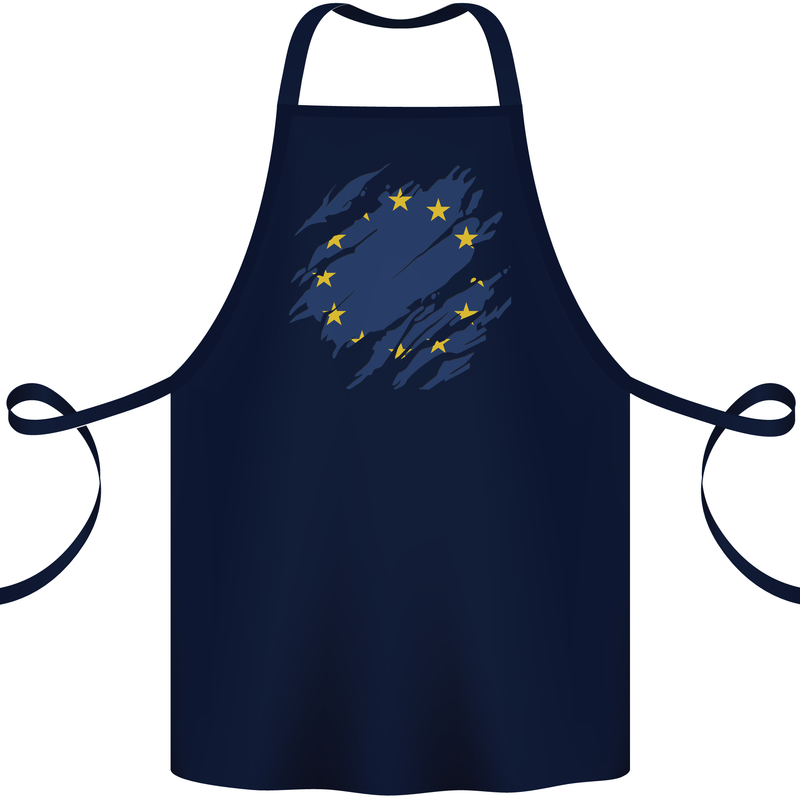 Torn EU Flag European Union Flag Football Cotton Apron 100% Organic Navy Blue