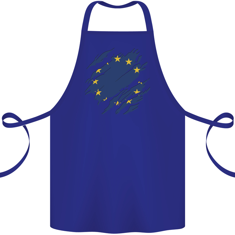 Torn EU Flag European Union Flag Football Cotton Apron 100% Organic Royal Blue