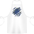 Torn EU Flag European Union Flag Football Cotton Apron 100% Organic White