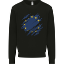 Torn EU Flag European Union Flag Football Kids Sweatshirt Jumper Black