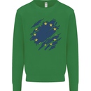 Torn EU Flag European Union Flag Football Kids Sweatshirt Jumper Irish Green