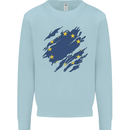Torn EU Flag European Union Flag Football Kids Sweatshirt Jumper Light Blue