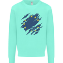 Torn EU Flag European Union Flag Football Kids Sweatshirt Jumper Peppermint