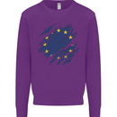 Torn EU Flag European Union Flag Football Kids Sweatshirt Jumper Purple