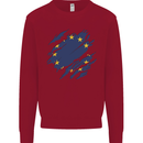 Torn EU Flag European Union Flag Football Kids Sweatshirt Jumper Red